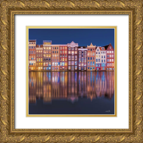 Building Row Reflections 1 Gold Ornate Wood Framed Art Print with Double Matting by Podt, Martin