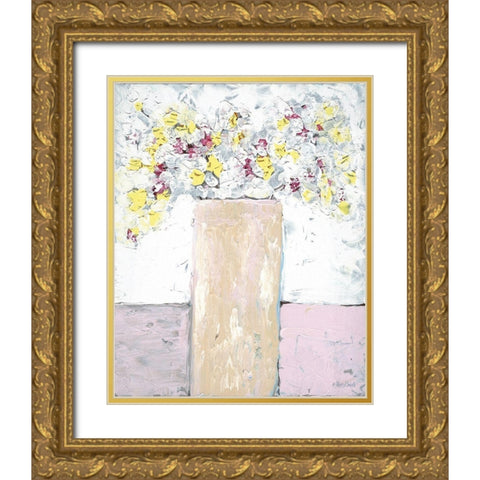 Kitchen Table Flowers Gold Ornate Wood Framed Art Print with Double Matting by Ebert, Roey