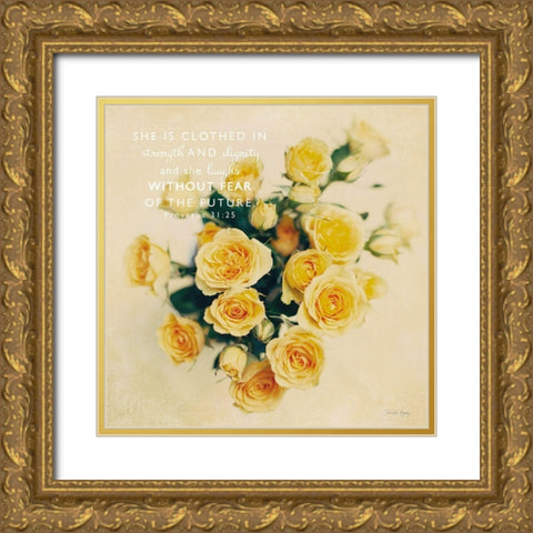 She is Clothed in Strength Gold Ornate Wood Framed Art Print with Double Matting by Rigsby, Jennifer