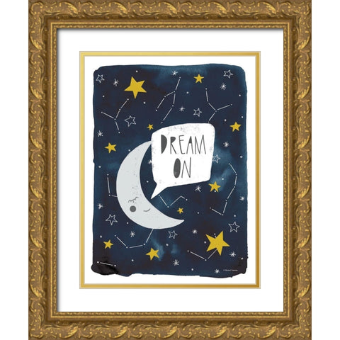 Dream On Moon Gold Ornate Wood Framed Art Print with Double Matting by Nieman, Rachel