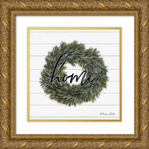 Home Wreath Gold Ornate Wood Framed Art Print with Double Matting by Ball, Susan