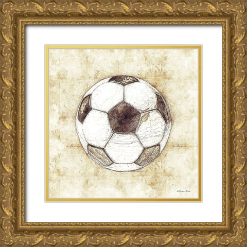 Soccer Sketch Gold Ornate Wood Framed Art Print with Double Matting by Ball, Susan