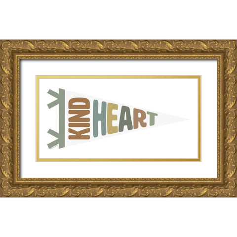 Kind Heart Pennant Gold Ornate Wood Framed Art Print with Double Matting by Ball, Susan