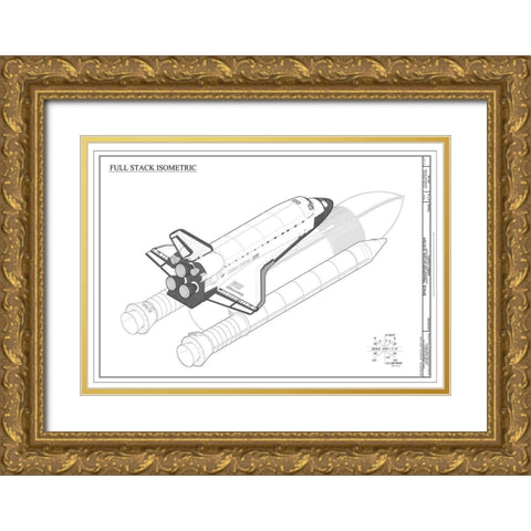 Discovery Full Stack Isometric Gold Ornate Wood Framed Art Print with Double Matting by Stellar Design Studio