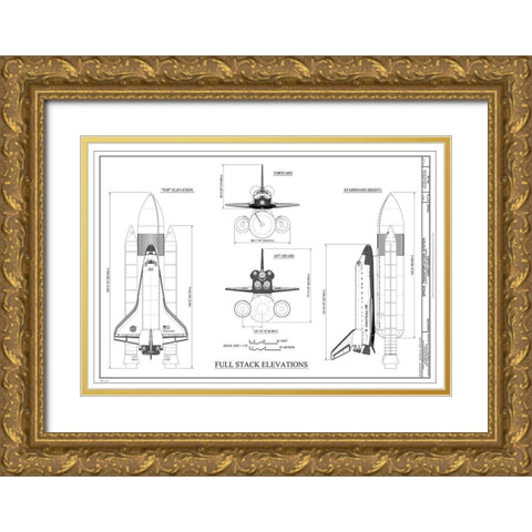 Discovery Full Stack Elevations Gold Ornate Wood Framed Art Print with Double Matting by Stellar Design Studio