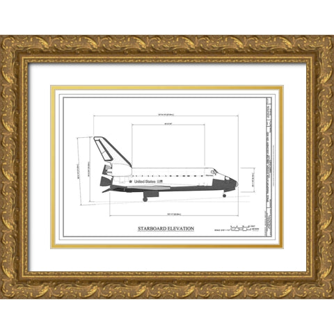Discovery Starboard Elevation Gold Ornate Wood Framed Art Print with Double Matting by Stellar Design Studio