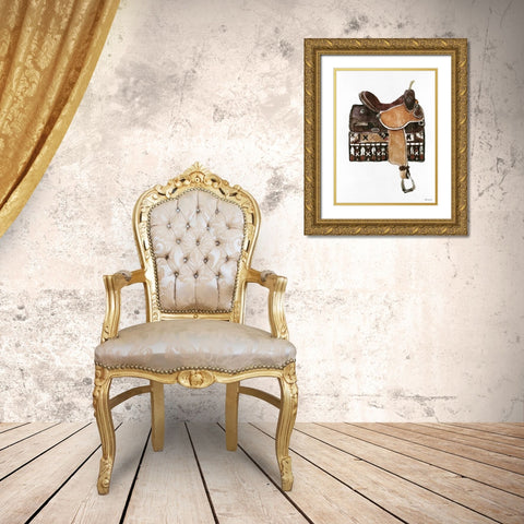 Saddle 1 Gold Ornate Wood Framed Art Print with Double Matting by Stellar Design Studio
