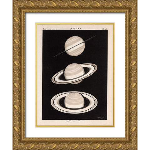 Saturn Gold Ornate Wood Framed Art Print with Double Matting by Stellar Design Studio