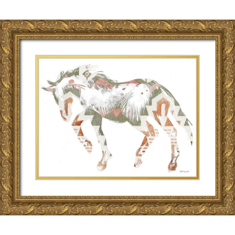 Navajo Horse 2 Gold Ornate Wood Framed Art Print with Double Matting by Stellar Design Studio