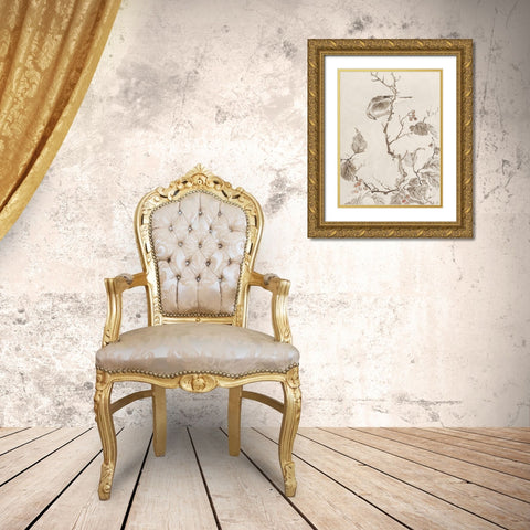 Sumi Ink Study 1 Gold Ornate Wood Framed Art Print with Double Matting by Stellar Design Studio