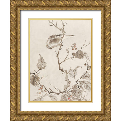 Sumi Ink Study 1 Gold Ornate Wood Framed Art Print with Double Matting by Stellar Design Studio