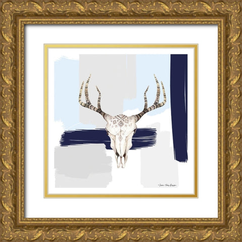 Colored Steer Head I Gold Ornate Wood Framed Art Print with Double Matting by Seven Trees Design