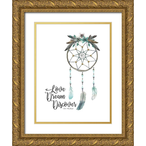 Watercolor Dreamcatcher Gold Ornate Wood Framed Art Print with Double Matting by Seven Trees Design