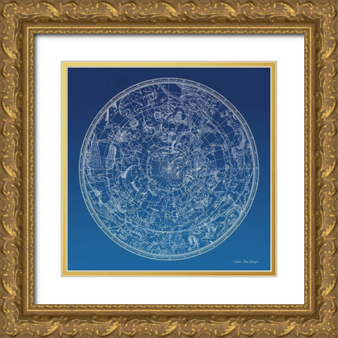 Constellations Map II Gold Ornate Wood Framed Art Print with Double Matting by Seven Trees Design