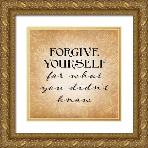 Forgive Yourself Gold Ornate Wood Framed Art Print with Double Matting by Yass Naffas Designs