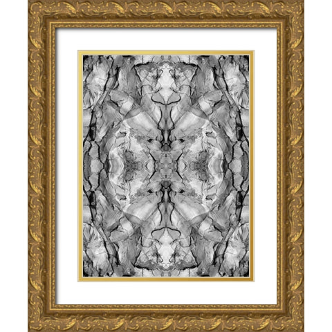 Black and white of quiver tree bark abstract Gold Ornate Wood Framed Art Print with Double Matting by Jaynes Gallery