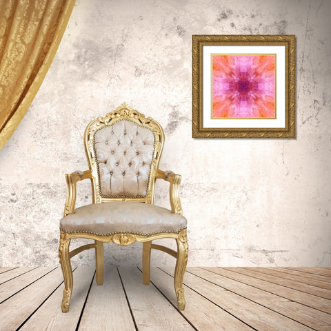 Pink and orange abstract Gold Ornate Wood Framed Art Print with Double Matting by Jaynes Gallery
