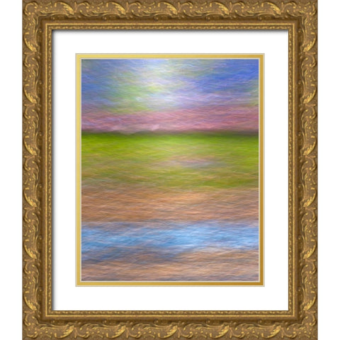 Abstract composite collage Gold Ornate Wood Framed Art Print with Double Matting by Jaynes Gallery