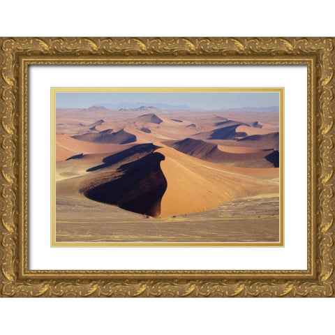 Namibia, Namib-Naukluft Park Sweeping sand dunes Gold Ornate Wood Framed Art Print with Double Matting by Kaveney, Wendy