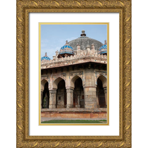 India-Delhi Isa Khan Tomb and mosque-circa 1547-built in octagonal shape Gold Ornate Wood Framed Art Print with Double Matting by Hopkins, Cindy Miller