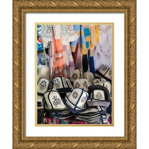 Kalpak (Al-Kalpak)-the traditional felt hat of Kyrgyzstan Jayma Bazaar-one of the greatest tradition Gold Ornate Wood Framed Art Print with Double Matting by Zwick, Martin