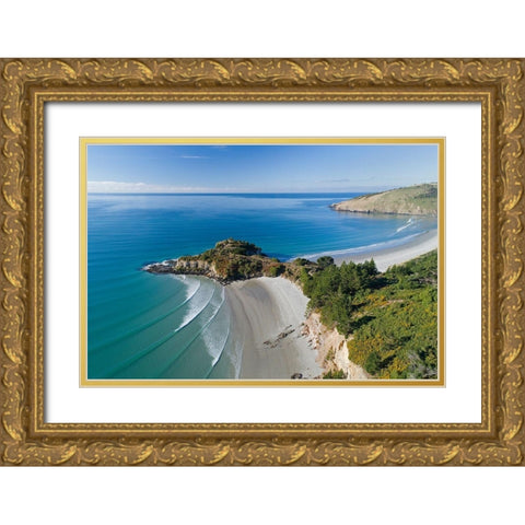 Mapoutahi-Historic Maori Pa Site-Goat Island-Purakanui Bay-north of Dunedin Gold Ornate Wood Framed Art Print with Double Matting by Wall, David