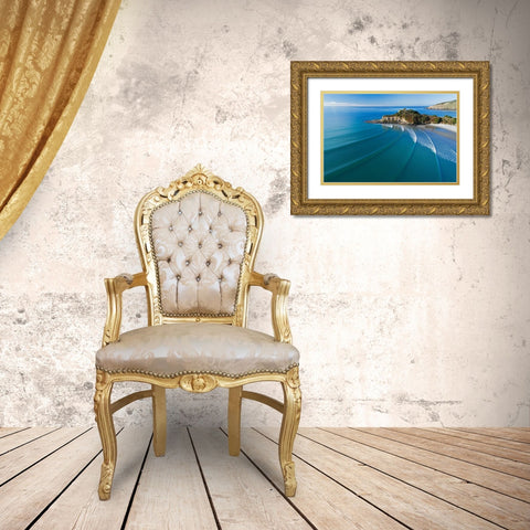 Mapoutahi-Historic Maori Pa Site-Goat Island-Purakanui Bay-north of Dunedin Gold Ornate Wood Framed Art Print with Double Matting by Wall, David