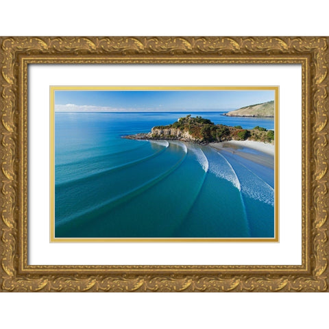 Mapoutahi-Historic Maori Pa Site-Goat Island-Purakanui Bay-north of Dunedin Gold Ornate Wood Framed Art Print with Double Matting by Wall, David