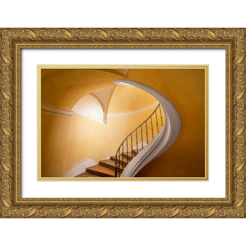 Czech Republic-Prague-Kutna Hora-Stairwell in Monastery Church of Assumption of Our Lady at Sedlec Gold Ornate Wood Framed Art Print with Double Matting by Jaynes Gallery