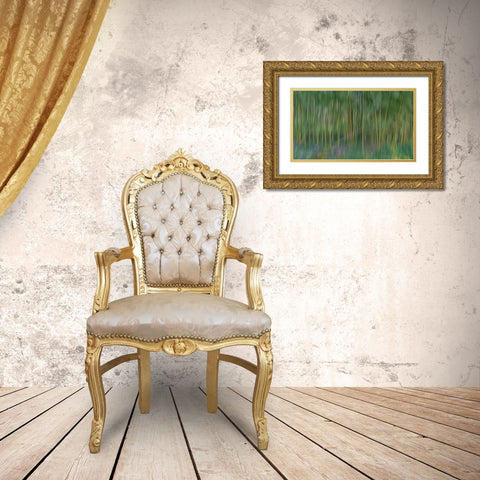 France-Giverny Abstract of bamboo forest in Monets Garden Gold Ornate Wood Framed Art Print with Double Matting by Jaynes Gallery