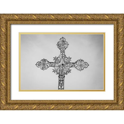 France-Giverny Iron cross Gold Ornate Wood Framed Art Print with Double Matting by Jaynes Gallery