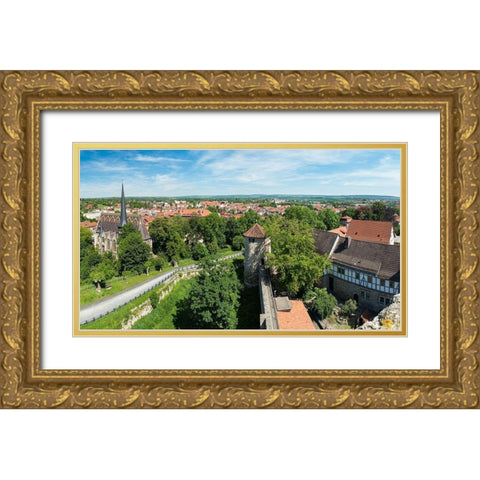City view The medieval town Muehlhausen in Thuringia Germany Gold Ornate Wood Framed Art Print with Double Matting by Zwick, Martin