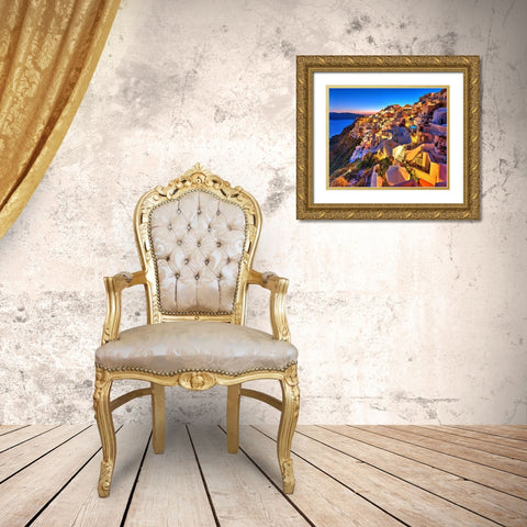Santorini-Greece on the Mediterranean Sea Gold Ornate Wood Framed Art Print with Double Matting by Steve Mohlenkamp