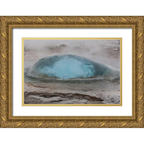Iceland, Geysir Hot Springs Strokkur Geyser Gold Ornate Wood Framed Art Print with Double Matting by Illg, Cathy and Gordon