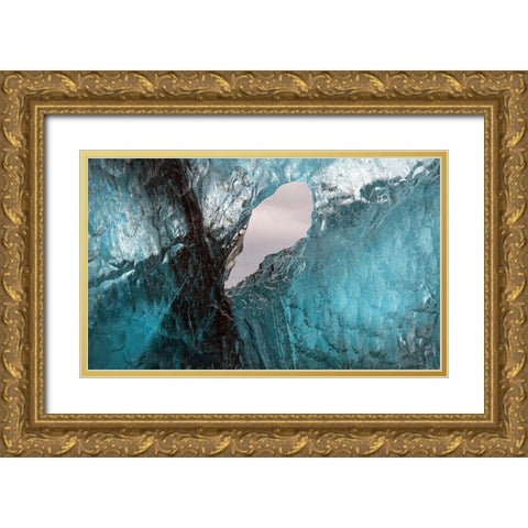 Icebergs from the Jokulsarlon glacier adrift in Jokulsarlon lagoon in Iceland Gold Ornate Wood Framed Art Print with Double Matting by Steve Mohlenkamp