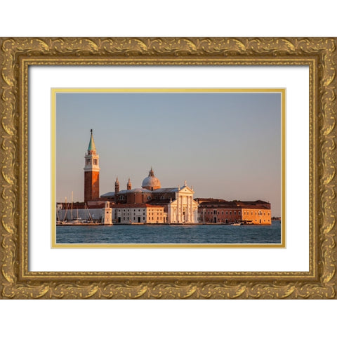 Italy-Venice Evening light on the San Giorgio Maggiore Church-a 16th Century Benedictine Church Gold Ornate Wood Framed Art Print with Double Matting by Eggers, Julie