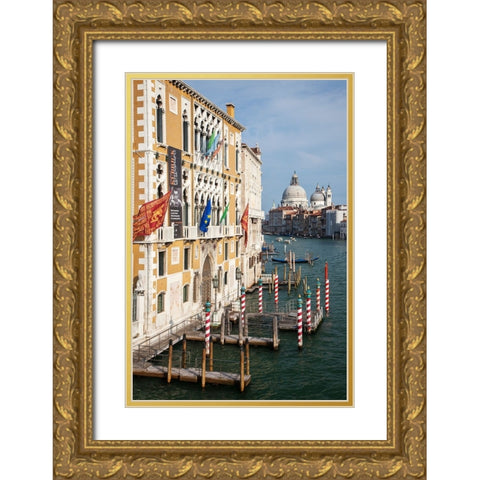 Italy-Venice Buildings along the Grand Canal with Santa Maria della Salute beyond Gold Ornate Wood Framed Art Print with Double Matting by Eggers, Julie