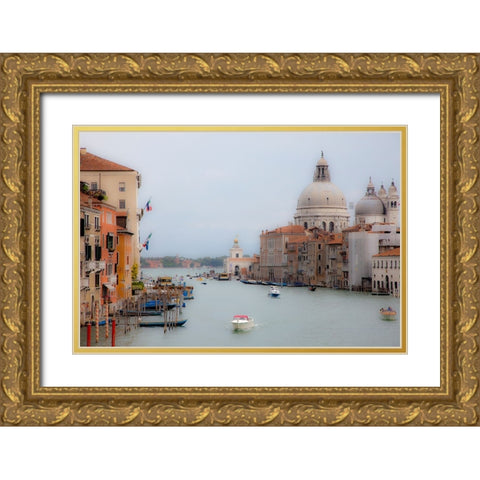 Italy-Venice Buildings along the Grand Canal with Santa Maria della Salute beyond Gold Ornate Wood Framed Art Print with Double Matting by Eggers, Julie