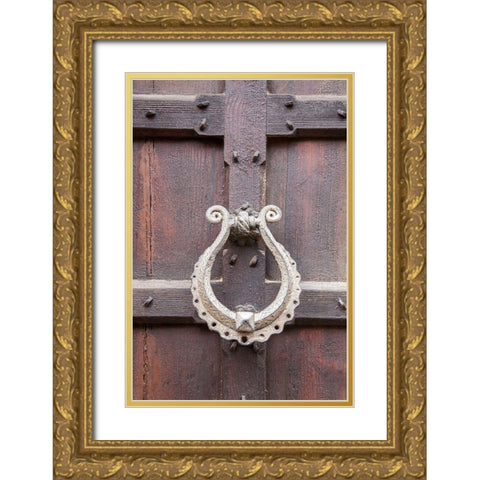 Italy-Venice Door knocker on an old door along the streets of Venice Gold Ornate Wood Framed Art Print with Double Matting by Eggers, Julie