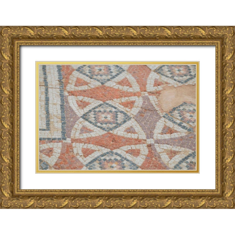 Cyprus-Roman archaeological site of Kourion Detail of ancient mosaic floor Gold Ornate Wood Framed Art Print with Double Matting by Hopkins, Cindy Miller