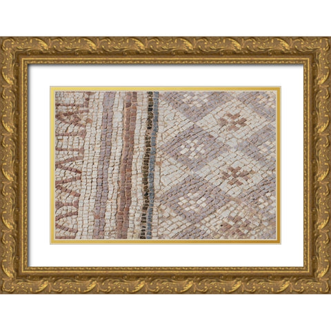 Cyprus-archaeological site of Kourion Detail of ancient mosaic floor Gold Ornate Wood Framed Art Print with Double Matting by Hopkins, Cindy Miller