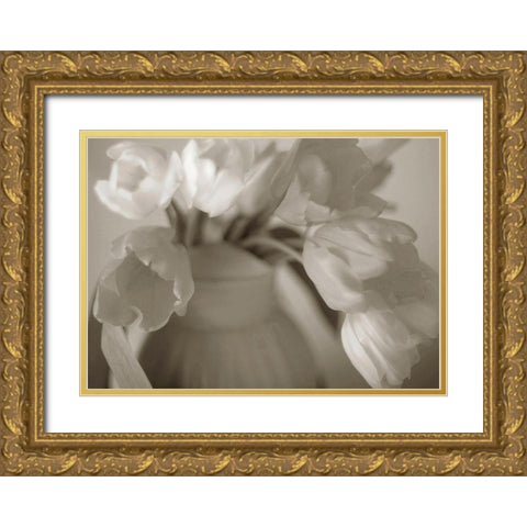 Sepia tone Tulips Gold Ornate Wood Framed Art Print with Double Matting by Miller, Anna