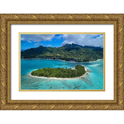 Koromiri Island-Muri Lagoon-Rarotonga-Cook Islands-South Pacific Gold Ornate Wood Framed Art Print with Double Matting by Wall, David