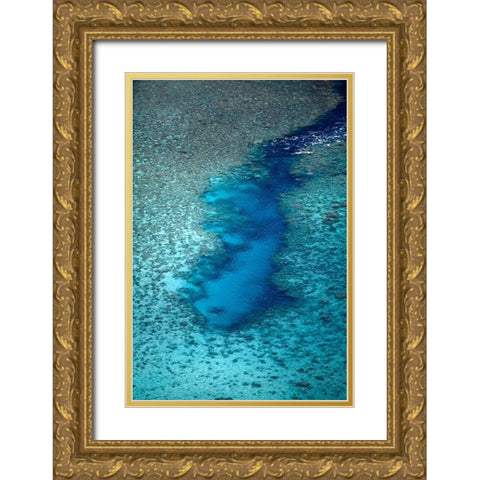 Channel in the reef-Vaimaanga Tapere-Rarotonga-Cook Islands-South Pacific Gold Ornate Wood Framed Art Print with Double Matting by Wall, David
