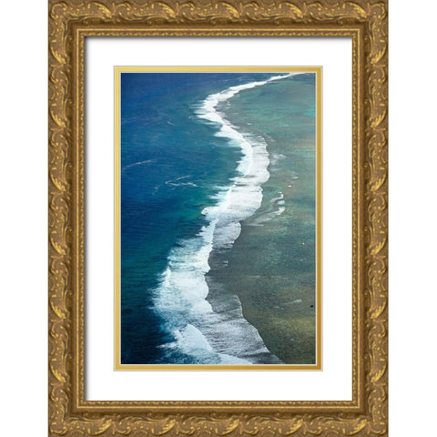 Reef-Southern Rarotonga-Cook Islands-South Pacific Gold Ornate Wood Framed Art Print with Double Matting by Wall, David