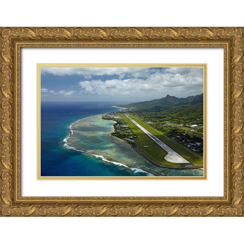 Rarotonga International Airport-Avarua-Rarotonga-Cook Islands-South Pacific Gold Ornate Wood Framed Art Print with Double Matting by Wall, David