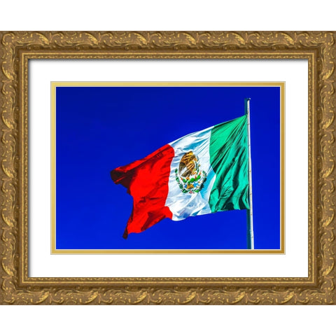Colorful Mexican flag-San Jose del Cabo-Mexico Gold Ornate Wood Framed Art Print with Double Matting by Perry, William