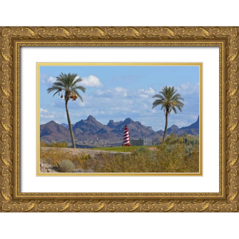 AZ, Lake Havasu City Lighthouse by golf course Gold Ornate Wood Framed Art Print with Double Matting by Lord, Fred