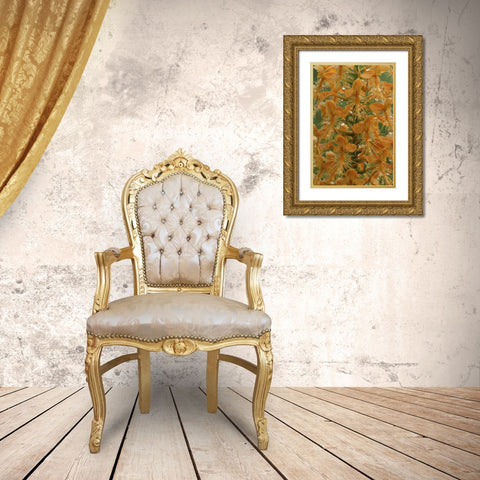 Michigan, Yellow fringed orchid with dew Gold Ornate Wood Framed Art Print with Double Matting by Carlson, Mark