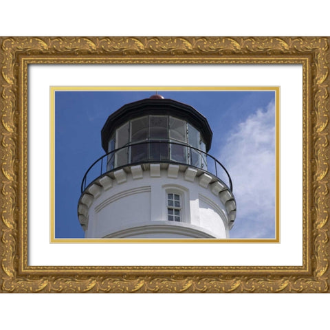 OR, Winchester Bay Umpqua River Lighthouse Gold Ornate Wood Framed Art Print with Double Matting by Kaveney, Wendy